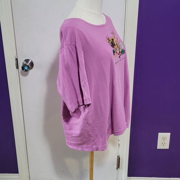 VTG Y2K MEOWY CHRISTMAS EMBROIDERED MCBLING HOLIDAY T-SHIRT EUC L - Picture 2 of 6